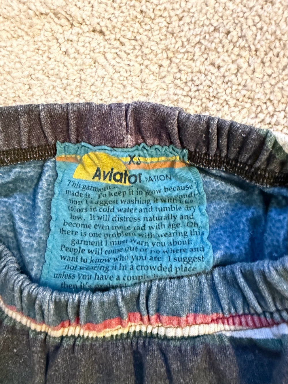 Aviator Nation Serape Bolt
Stitch Multi Color Striped Teal Womens
Sweatpants - Picture 3 of 3